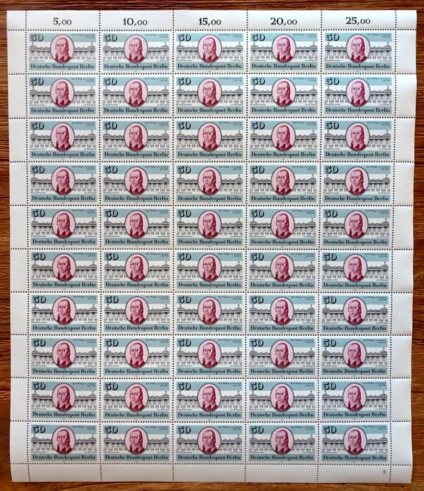 Berlin No. 639 mint luxury sheet MNH 1981 Karl Philipp von Gontard