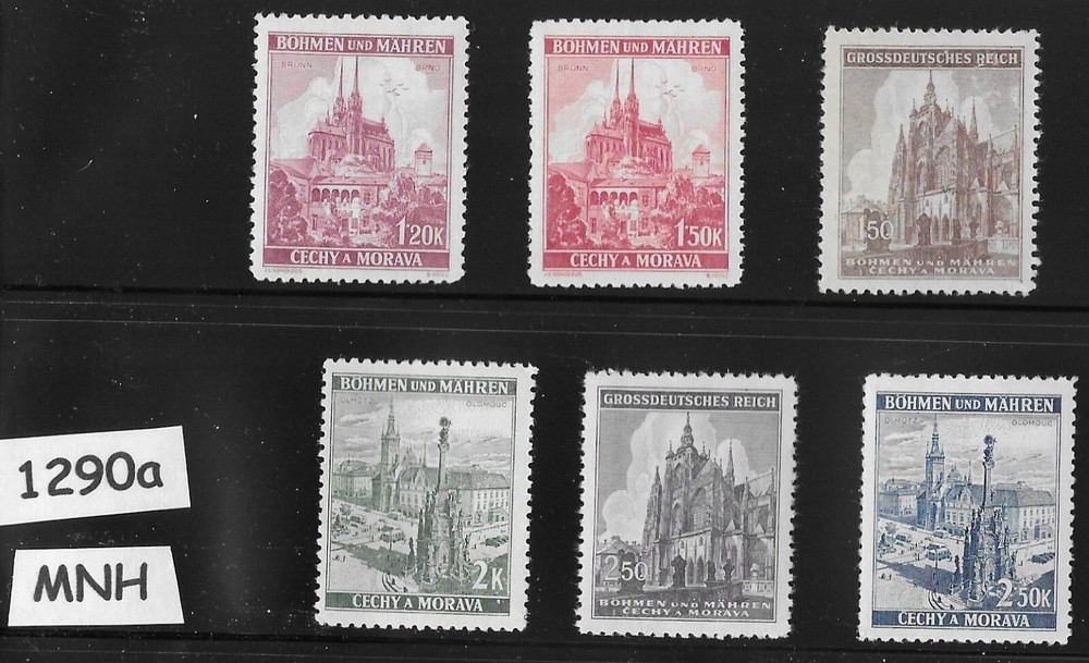 MNH Stamp set Prague Cathedrals B a M WWII during Germany occupation #1290a