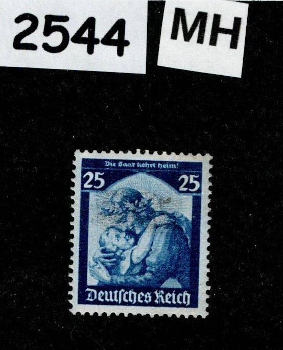 MH Stamp 1935 Sc 451 PF25 Germania welcomes Saar Third Reich Germany #2544