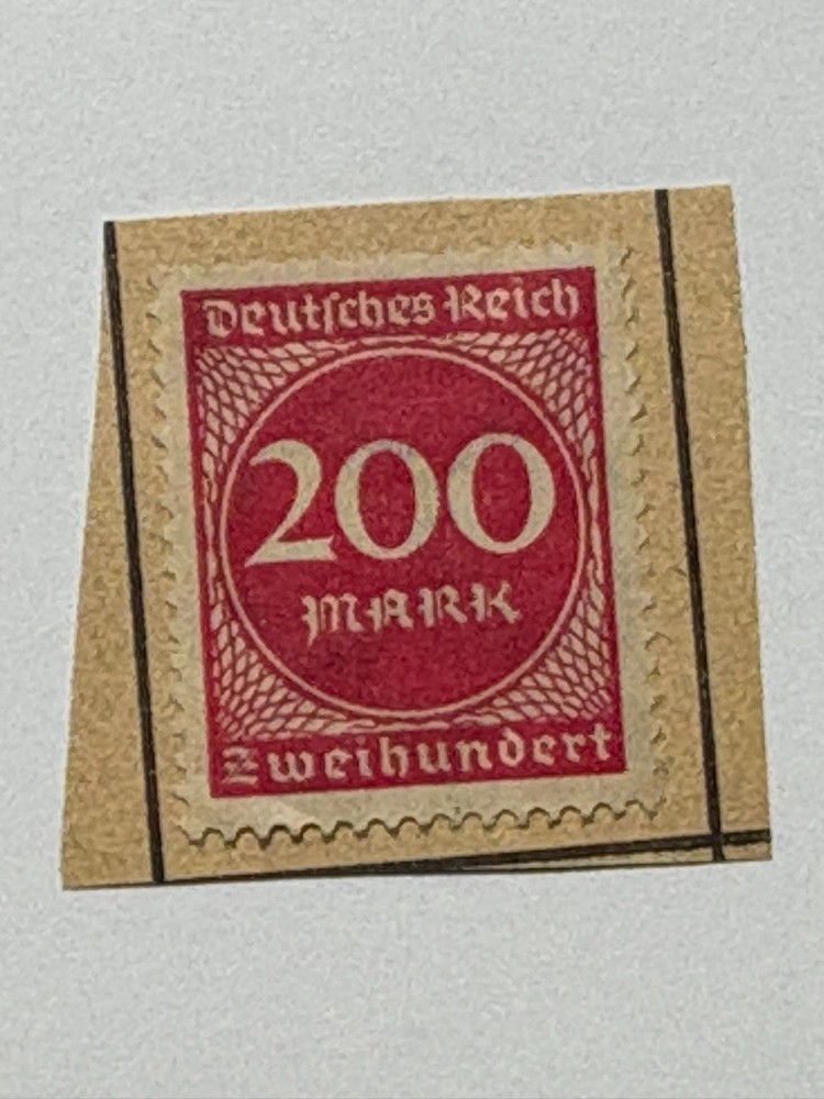 GERMAN REICH RED 200 MARK HYPERINFLATION STAMP- USED 324