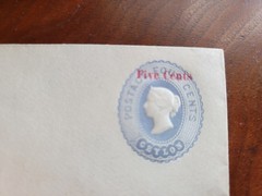 Ceylon four cents overprint five cents postage stamp on old cover