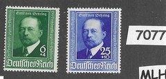 #7077 MLH B186-187 stamp set / Emil von Behring / 1940 Germany Third Reich