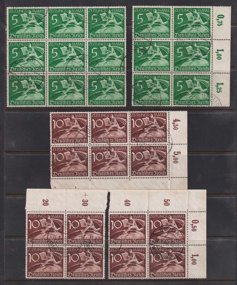 D7846: (14) Germany #P1-2 Used Number Blocks; CV $152++