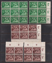 D7846: (14) Germany #P1-2 Used Number Blocks; CV $152++