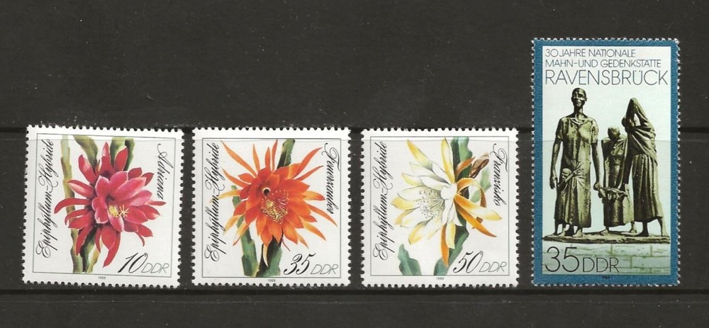 GERMANY DDR – 1989 MNH RAVENSBRUCK & FLOWERS – SC 2772-2775 – S415