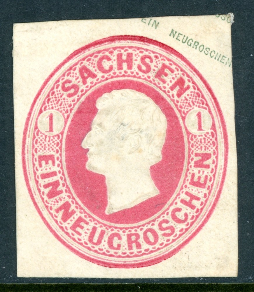 Germany 1859 Saxony King Johann 1 NG Cut Square Mint K895