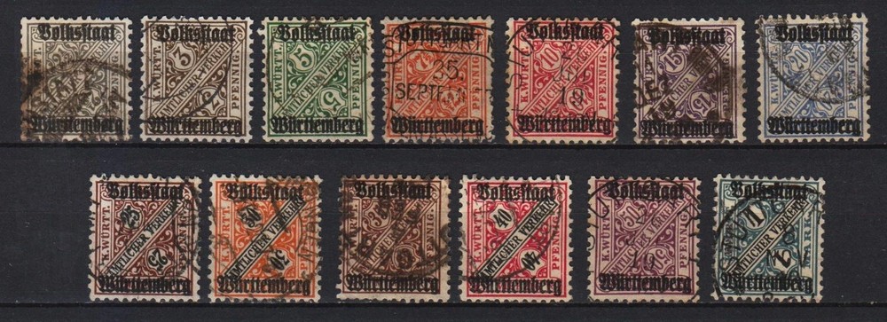 GERMANY WÜRTTEMBERG SERVICE Mi# 258/269 COMPLETE SET VERY FINE USED