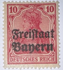 Travelstamps: Germany Bayern Overprint Stamps Sc#180,10pf Mint Watermarked MOGNH