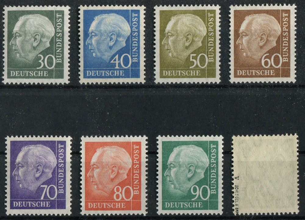 Federal No. 259 – 265 Mint With No. 265 XV Schlegel Tested BPP Frg Heuss II