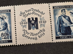 WW2 Nazi German Third Reich DRK Red Cross Czech Occupation Stamps Pair w Eagle