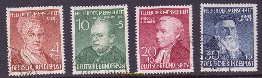 EBS Germany 1952 Humanitarians – Helfer der Menschheit – 156-159 Used cv$148 (u4