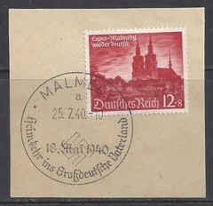 GERMANY 1940 Third Reich Eupen & Malmedy incorporated used on piece $ 117.00