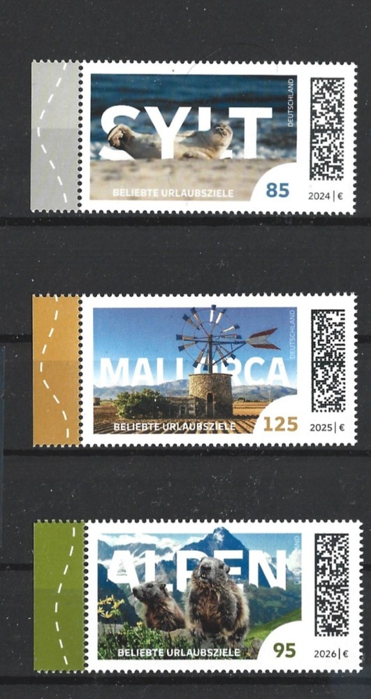 Germany 2024, 2025, 2026 Thematic Top Vacation Destinations 3 STAMPS MNH !.