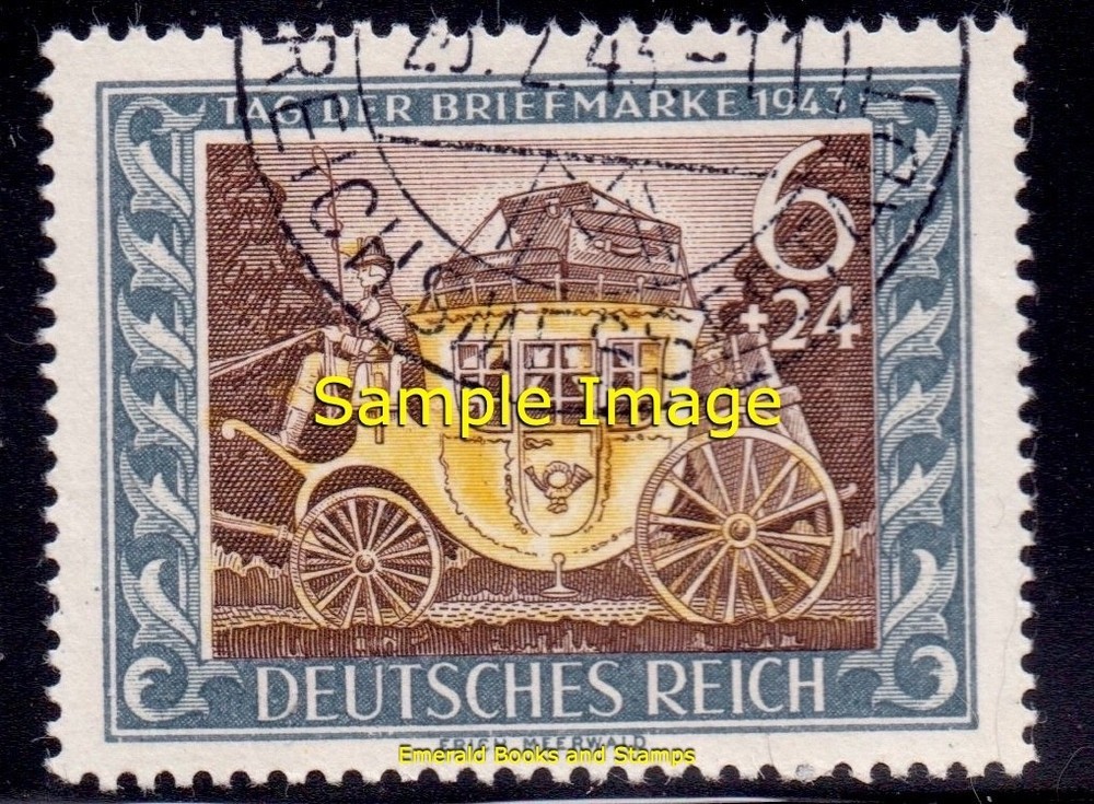 EBS Germany 1943 – Stamp Day Mail Coach – Tag der Briefmarke – Michel 828 – Used