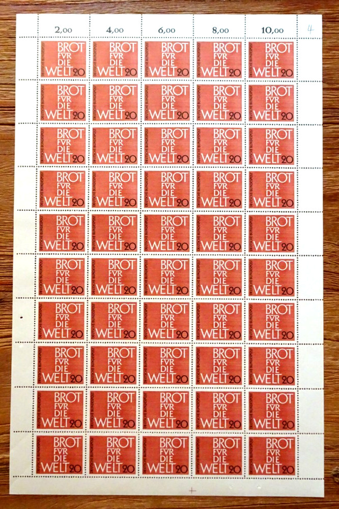 Bund Bogen No. 389 Bread for the World FN FRG 1962 Clean Mint