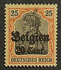 Travelstamps: Germany Offices in Belgium Stamps WWII 20c on 25pf Mint MOGH Wmk