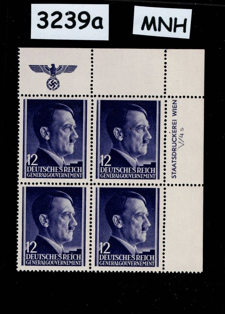 MNH stamp block Adolf Hitler Sc N80 12GR / 1941 WWII Occupied Poland #3239a