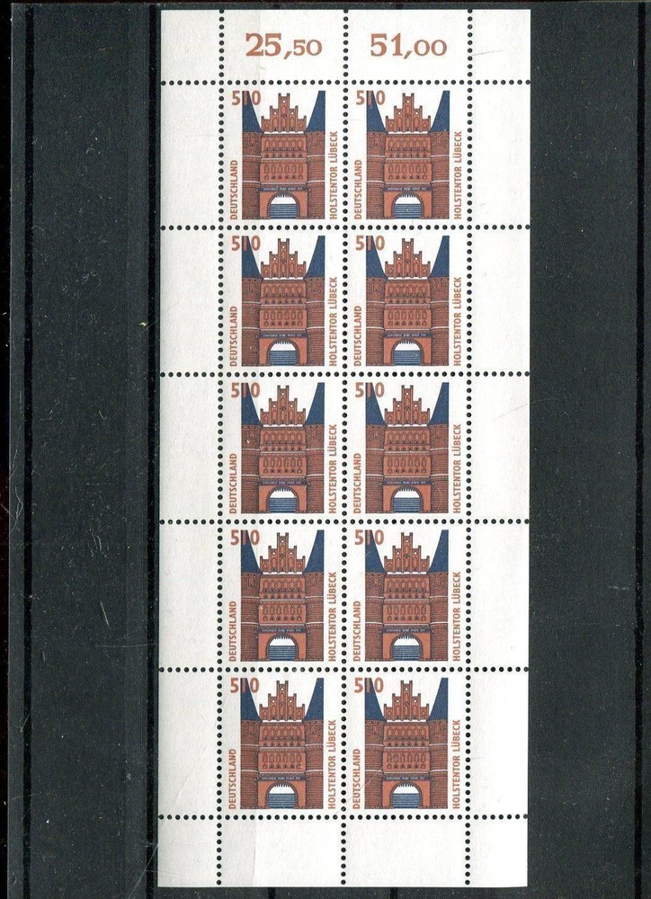 FRG No. 1938 Landmarks Lübeck Kleinbogen (#96430) Mint NH Single