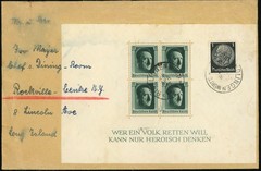 Germany Riedlingen to USA Cover #B102 #Block7 Hitlers Birthday 1937 Postmark