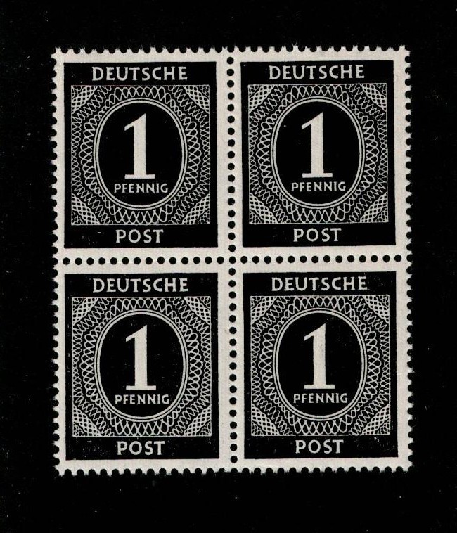 MNH Stamp block Sc 530 1946 Post WWII Germany Large numeral From mint sheet