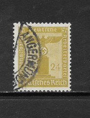 GERMANY SCOTT S9 USED F/VF – 1938 24pf CITRON FRANCHISE STAMP