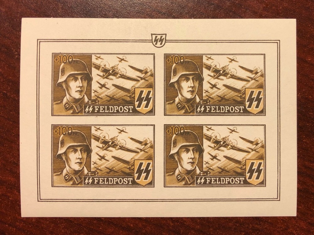 Germany WWII Feldpost MI #XIXB Block of 4 Imperf Belgium Flemish Legion OG VF LH