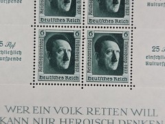 1937 GERMANY Hitler Souvenir Sheet – Scott #B106 Nuremburg overprint – MH