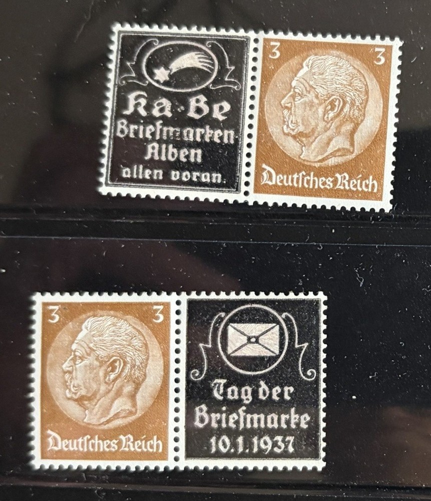 GERMANY – Zusammendrucke Combos Hindenburg W/ KABE And Stamp Day Labels Mint H