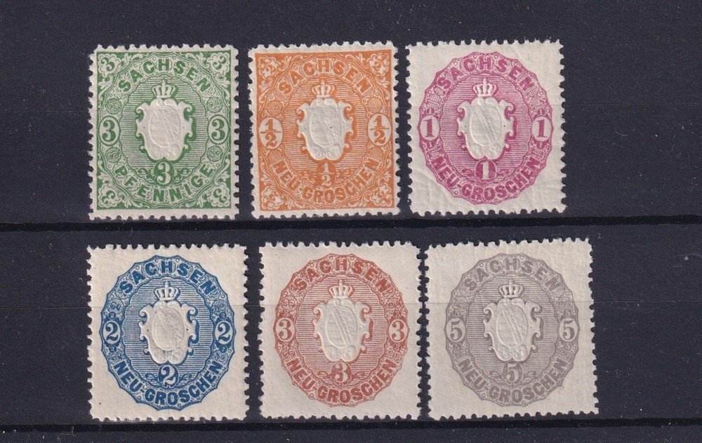 GERMANY – SAXONY 1863-67 SET OF 6 VALUES MNH