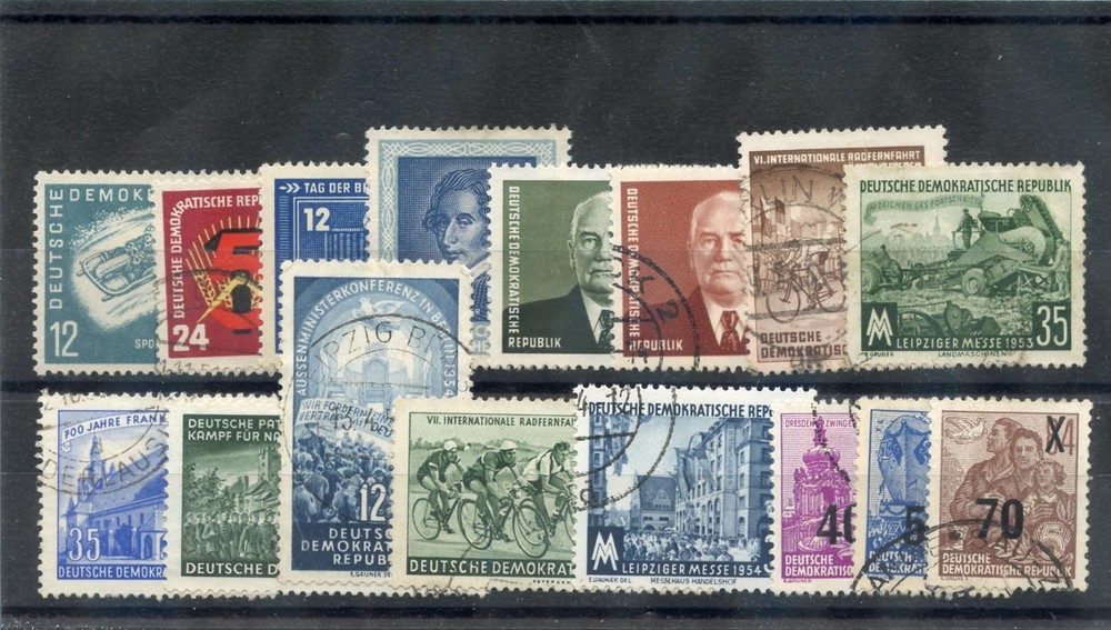 GERMANY(DDR) 1950-1954 F-VF USED 16 DIFFERENT BETTER ITEMS $100