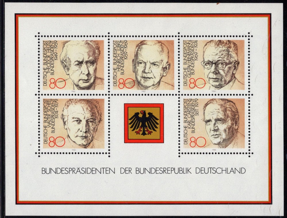 Stamps Germany 1982 Sc 1384 Presidents of the Federal Republic Sheet MNH