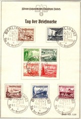 1938 Berlin Germany Tag der Briefmarke Postal Stamp Set Postcard Cover