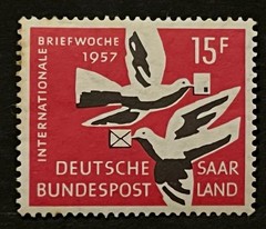 Travelstamps: Saar Germany Stamps Sg 405 – 1957 Int’l Letter Writing Week MNH OG