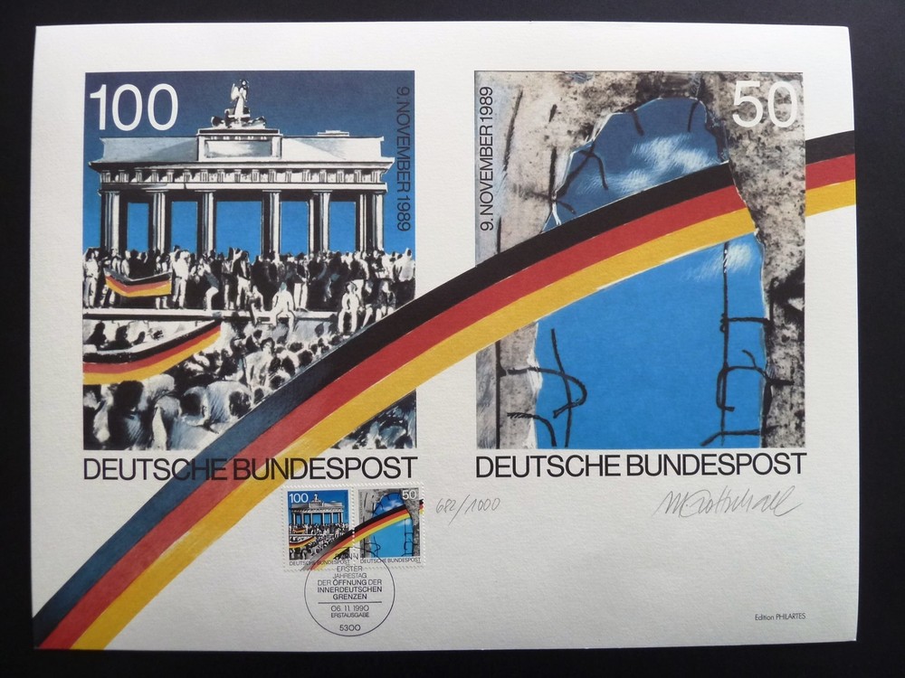 ART-EDITION 1990 GERMANY 1481/1482 BERLINER MAUER PM „BONN“ – Ltd. 1.000!!