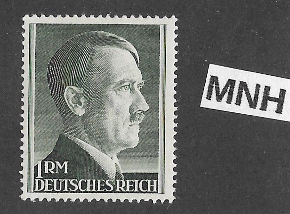 MNH stamp Adolf Hitler Third Reich 1RM / Perf 14 / WWII Germany / Sc524