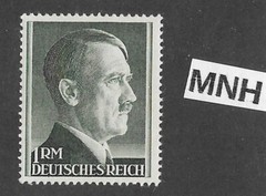 MNH stamp Adolf Hitler Third Reich 1RM / Perf 14 / WWII Germany / Sc524