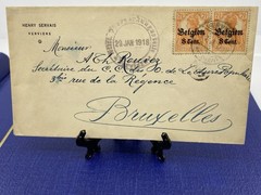 1918 German Occupation Belgium Overprint Verviers to Brussels WWI.