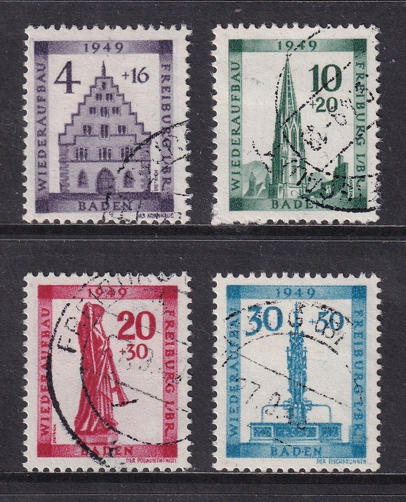 GERMANY 1949 Baden Freiburg Fund set of 4 SG FB38-FB41 Used (CV £250)