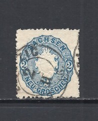 SAXONY SCOTT 18 USED VF – 1863 2ng BLUE ISSUE – COAT OF ARMS