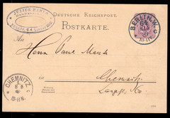 DR P 18 I, 5 Pf Private Entire With Small Eagle, Imprint „Weimar Lottery 1889“