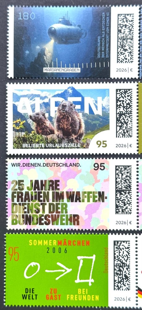 GERMANY NEW ISSUES JUNE 2026 Mi. 3971-3974 3975 SK SELECTION/GERMANY NEW!!