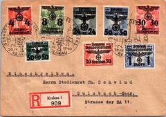GERMANY 1940 WW2 POLAND OCCUP REG COVER MULT FRANK ADDR SULZBACH POSTMARK KRAKAU