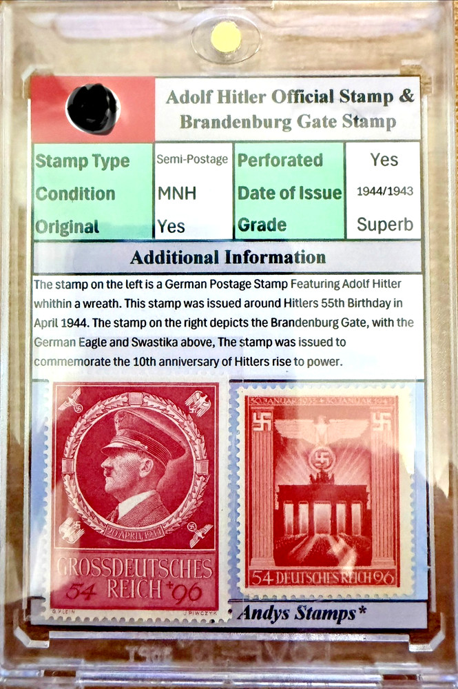 Adolf Hitler Official Stamp & Nazi Brandenburg Gate Stamp