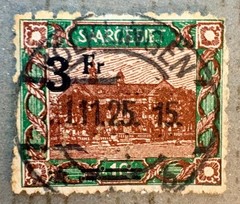 Saar 97 / 1921 3f Surcharged Stamp / Faults / Used