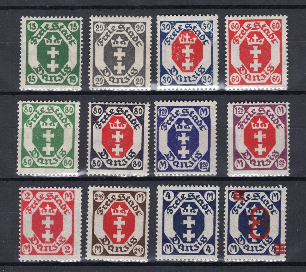 GERMANY DANZIG 1921-1922 VERY NICE SELECTION FROM WEAPONS SET ALL PERFECT MNH
