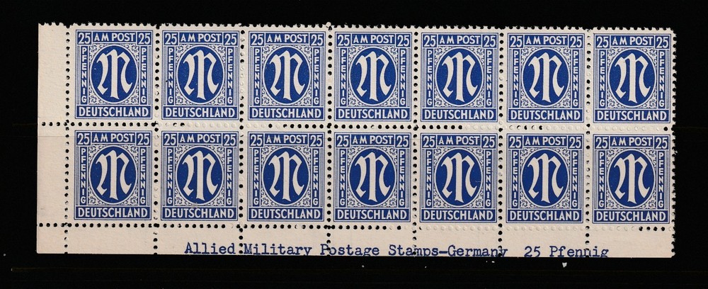Germany Scott# 3N13a MH-MNH Inscription Block 14 Allied Military Postage