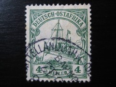 EAST AFRICA GERMAN COLONY Mi. #31 used Kaiser Yacht stamp w/ Bahnpost cancel!