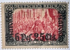 Travelstamps: Germany Morocco OP Stamps 6 per. 25cts on 5m Mint OG H Wmk