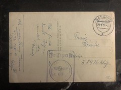 1944 Sassnitz Germany Feldpost RPPC Battleship at Sea Postcard Kriegsmarine