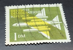 Rare used Airmail GDR stamp (Wz 2 lying), type. auction value 1200 eur